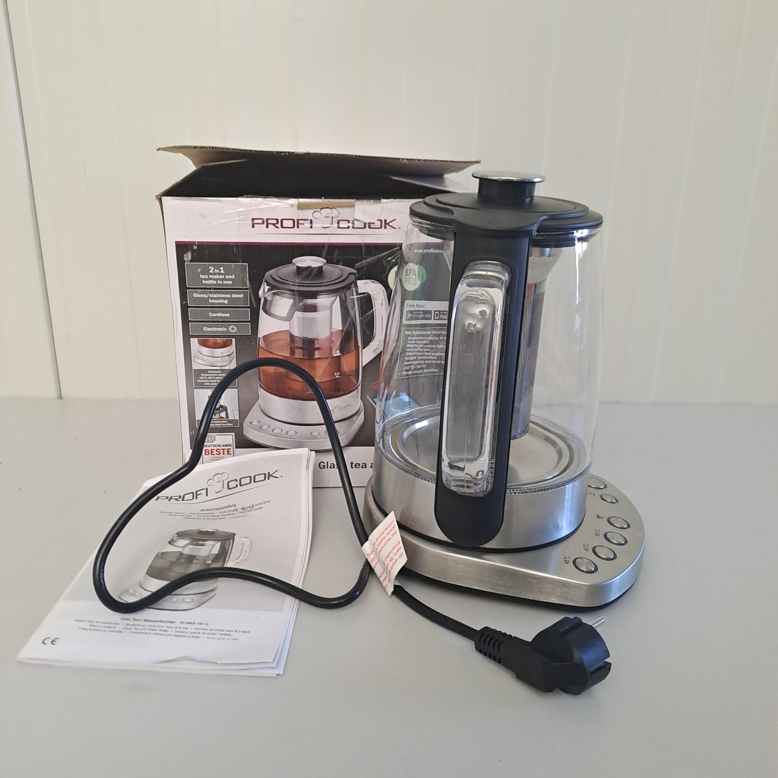 Fierbator cu infuzor pentru ceai ProfiCook, PC-WKS 1167 G, 2200 W, 1,5 l - RESIGILAT