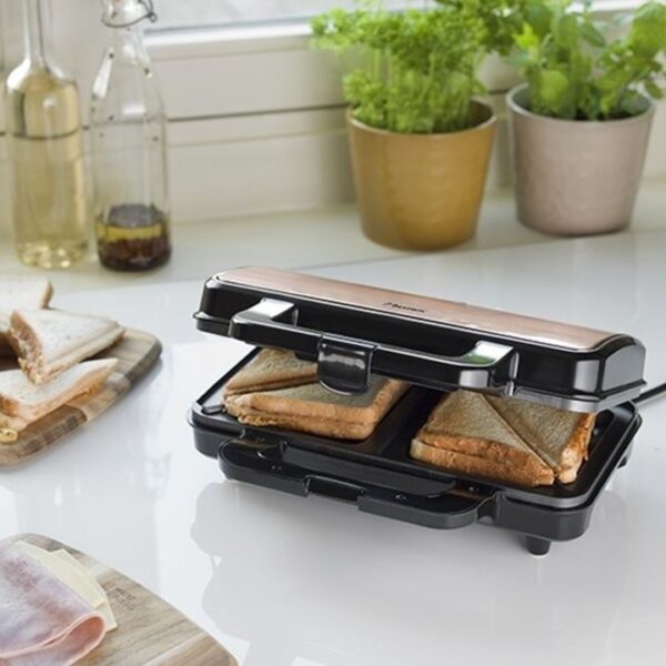 Sandwich maker Bestron ASM90XLCO, 900W, plite fixe, invelis antiaderent - RESIGILAT - imagine 3