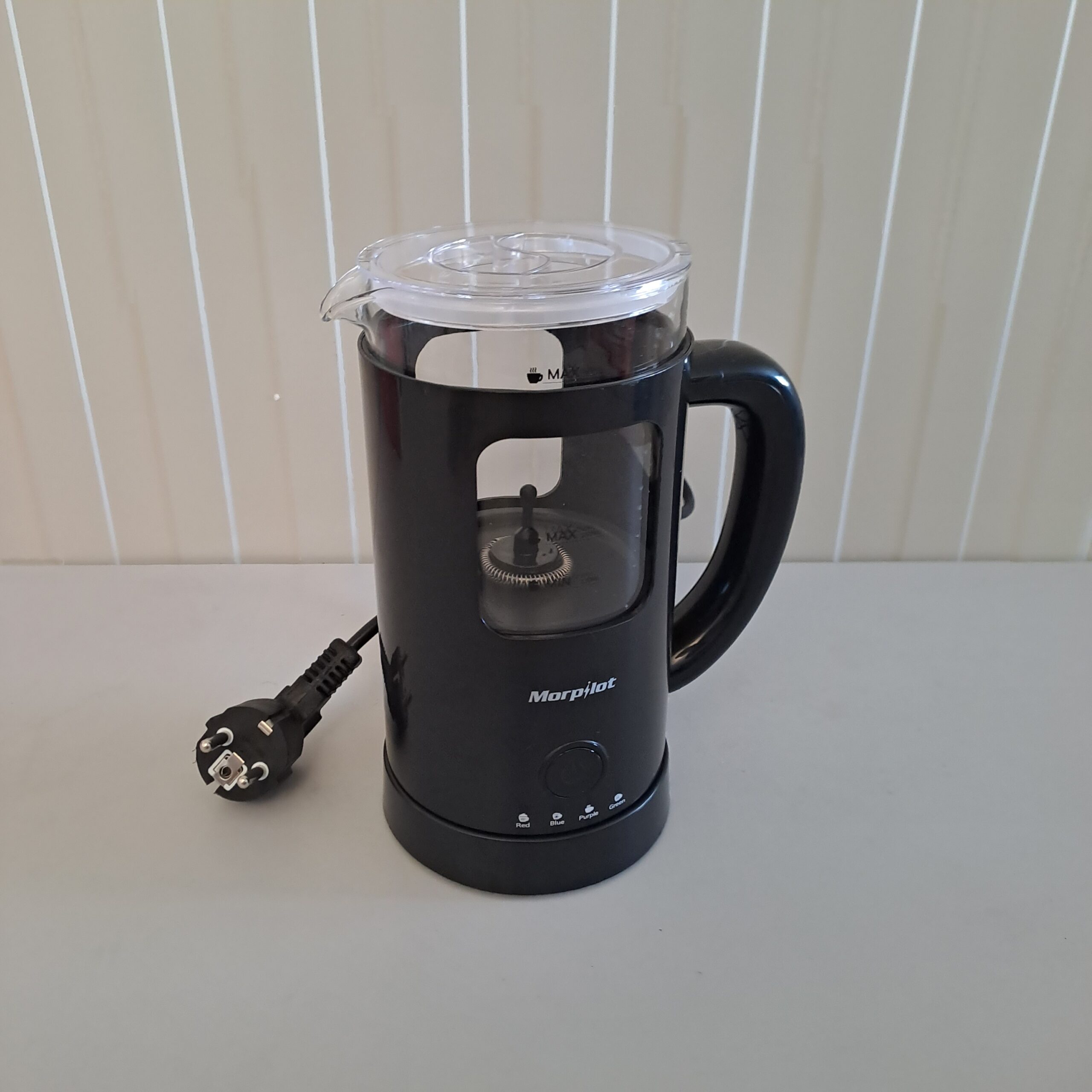 Spumator de lapte electric morpilot, 600ml, 550W, 4 în 1, recipient vizual, curățare ușoară, negru – reduceri bucătărie