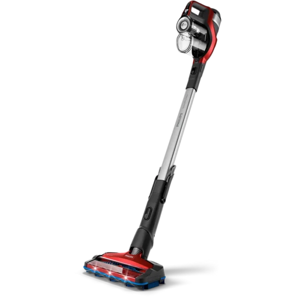 Aspirator vertical Philips SpeedPro Max XC7042/01, 0.6 l, 2 in 1, autonomie 65 min, Rosu