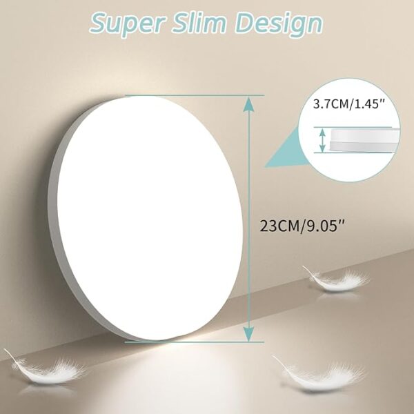 Plafonieră LED MGEELED 36W, lumină alb-neutru 4000K, 4300 lm, IP44, Ø23 cm – pentru baie, bucătărie, living, hol sau dormitor - RESIGILAT - imagine 3