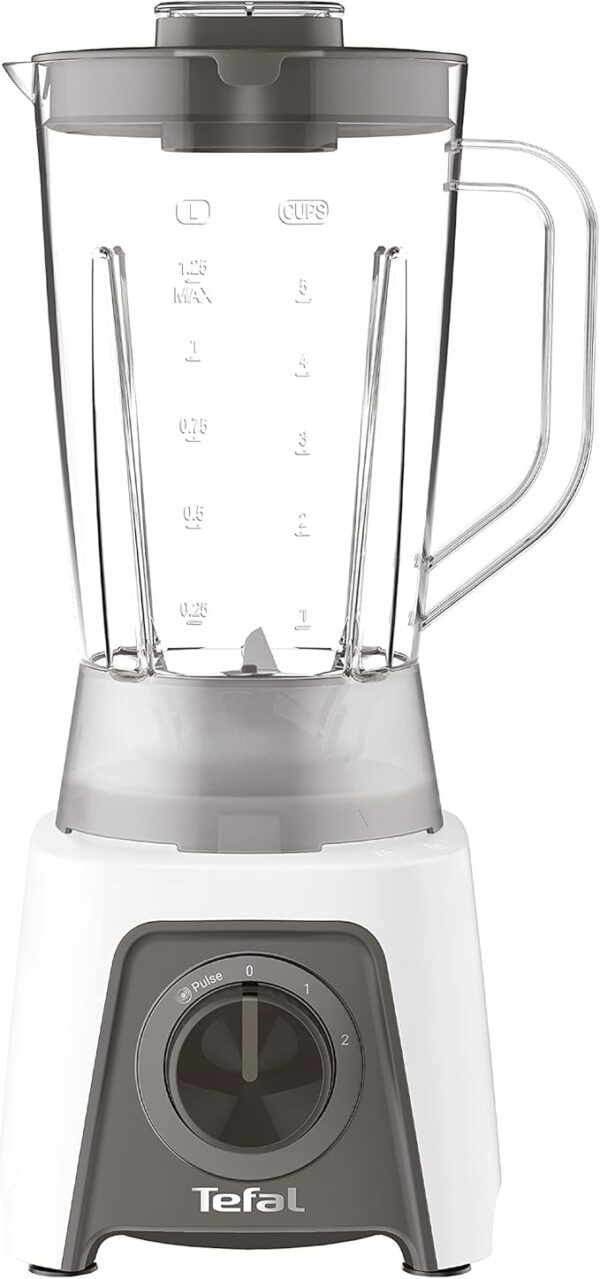 Blender de masă Tefal BL2C01 Blendeo, 450 W, 1,5 L, 2 viteze + funcție Pulse, lame Duraforce, alb/gri - RESIGILAT