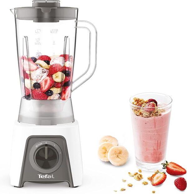 Blender de masă Tefal BL2C01 Blendeo, 450 W, 1,5 L, 2 viteze + funcție Pulse, lame Duraforce, alb/gri - RESIGILAT - imagine 2
