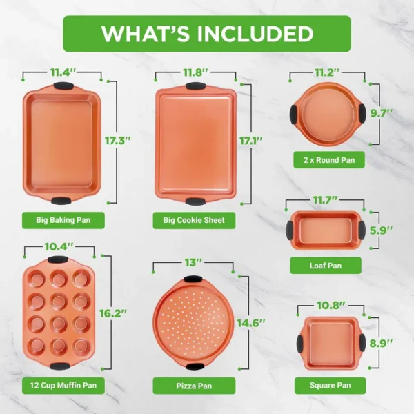 Set 8 piese forme de copt NutriChef – din oțel carbon, antiaderente și rezistente - RESIGILAT - imagine 2