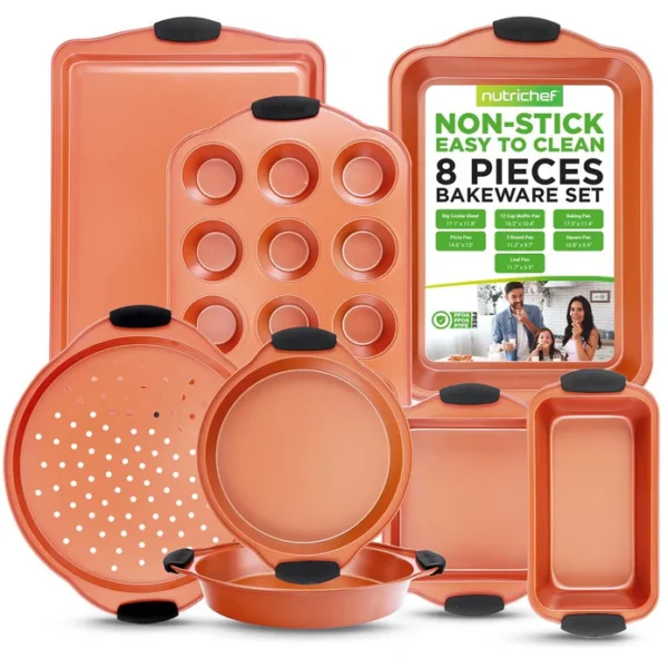Set 8 piese forme de copt NutriChef – din oțel carbon, antiaderente și rezistente - RESIGILAT