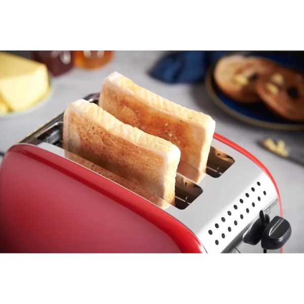 Prajitor de paine Russell Hobbs Colours Plus 26554-56, 1600 W, 2 felii, 6 setari, Prajire rapida, Inox/rosu - RESIGILAT - imagine 2