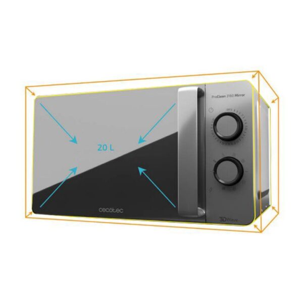 Cuptor cu microunde Cecotec ProClean 3160-Mirror, 20L, grill 800W, 9 nivele, 3DWave, timer 30 min, Ready2Clean – reduceri bucătărie - RESIGILAT - imagine 4