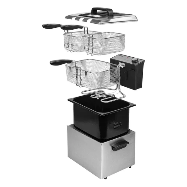 Friteuză cu ulei Princess 5L, 3270W, 3 coșuri, zonă rece, termostat reglabil – reduceri bucătărie - imagine 2